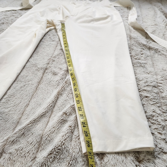 SIZE L (12-14 US) Cropped dress pant High waist White Pockets CALVIN KLEIN - Picture 14 of 15